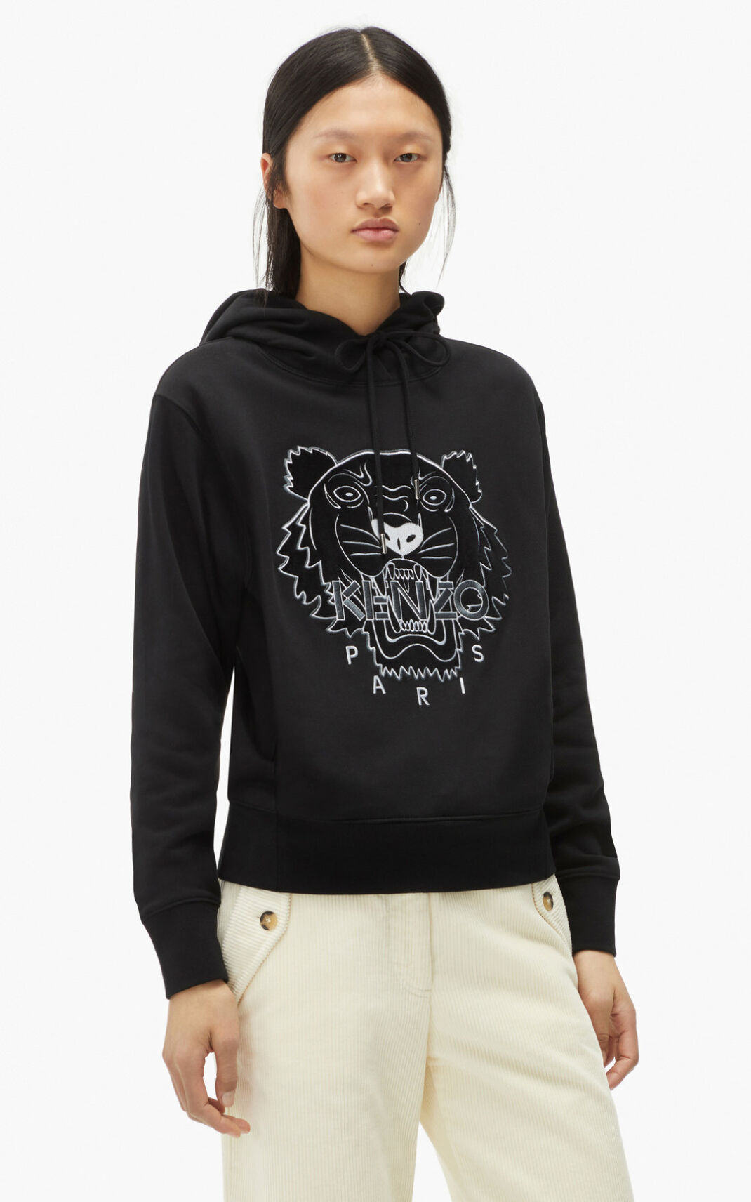 Kenzo The Kışlık Capsule Tiger Kapşonlu Bayan Siyah | 2301-QRVSO